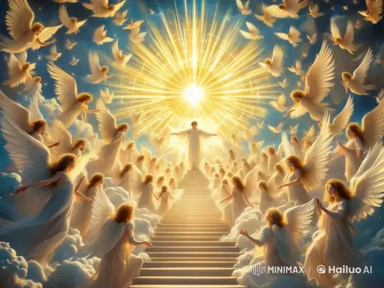 Celestial Angels in Harmonious Reverence Around God's Throne – AI Generated Video | Hailuo AI