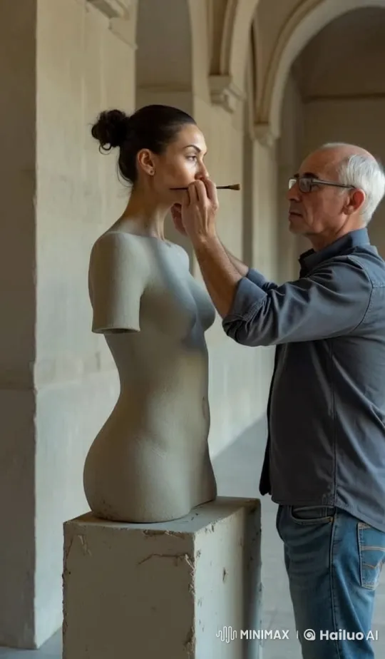 Elderly Man Artfully Makeup Application to Woman – AI Generated Video | Hailuo AI