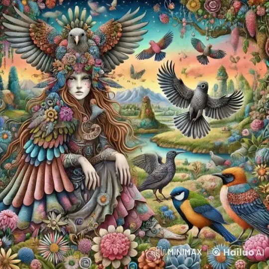 The Bird Goddess: Enchantment in a Fantastical Landscape – AI Generated Video | Hailuo AI