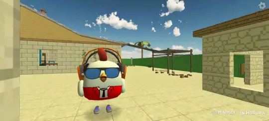 Cheerful Chicken Enjoying Music in Sunny Courtyard – AI Generated Video | Hailuo AI