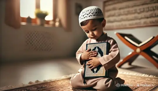 Toddler Shows Love for Quran in Peaceful Scene – AI Generated Video | Hailuo AI