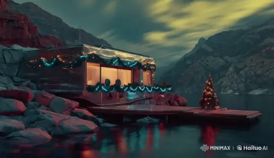Nordic Christmas Haven with Northern Lights Display – AI Generated Video | Hailuo AI