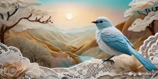 Dawn's Serenity: Bird's Graceful Flight Over Enchanted Landscape – AI Generated Video | Hailuo AI