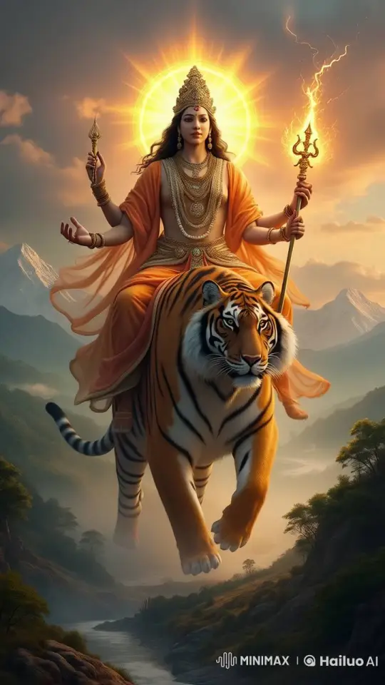 Divine Figure on Tiger with Dynamic Live2D Animation – AI Generated Video | Hailuo AI