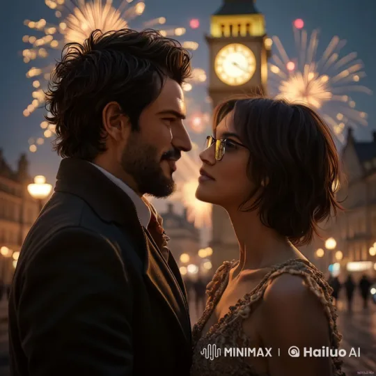 Romantic New Year's Eve Kiss with Fireworks – AI Generated Video | Hailuo AI