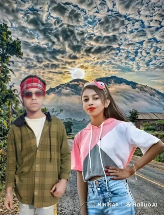 Romantic Couple Kisses Amidst Mountain Sunset – AI Generated Video | Hailuo AI