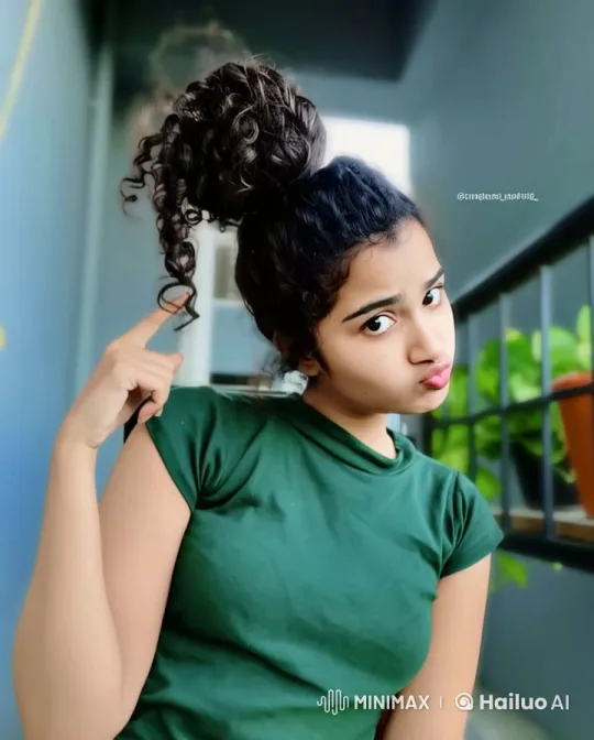 Young Woman on Balcony Playing with Hair Curl – AI Generated Video | Hailuo AI