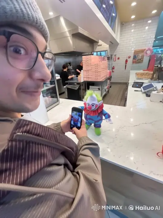 Live2D Animated Clown Steals Phone in Kitchen Comedy – AI Generated Video | Hailuo AI