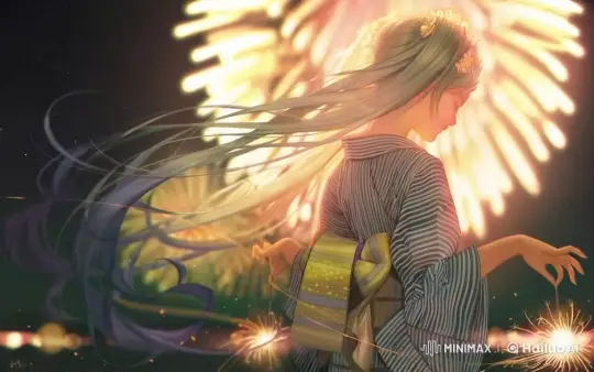 Traditional Yukata-Clad Woman Amidst Fireworks Display – AI Generated Video | Hailuo AI
