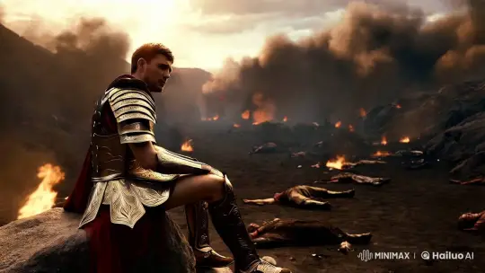 Gladiator Knight Amidst Apocalyptic Valley – AI Generated Video | Hailuo AI