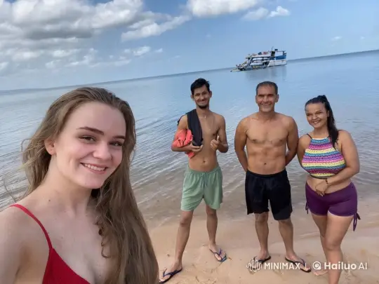 Beach Flip: Joyful Group Cheers on Water Stunt – AI Generated Video | Hailuo AI