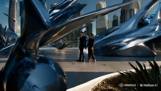 Couple in Futuristic Metropolis: A Cinematic Dance – AI Generated Video | Hailuo AI