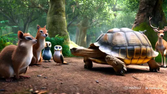 Ancient Tortoise Imparts Wisdom in Enchanted Forest – AI Generated Video | Hailuo AI