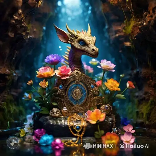 Mystical Dragon in Enchanted Cavern with Glittering Treasure – AI Generated Video | Hailuo AI