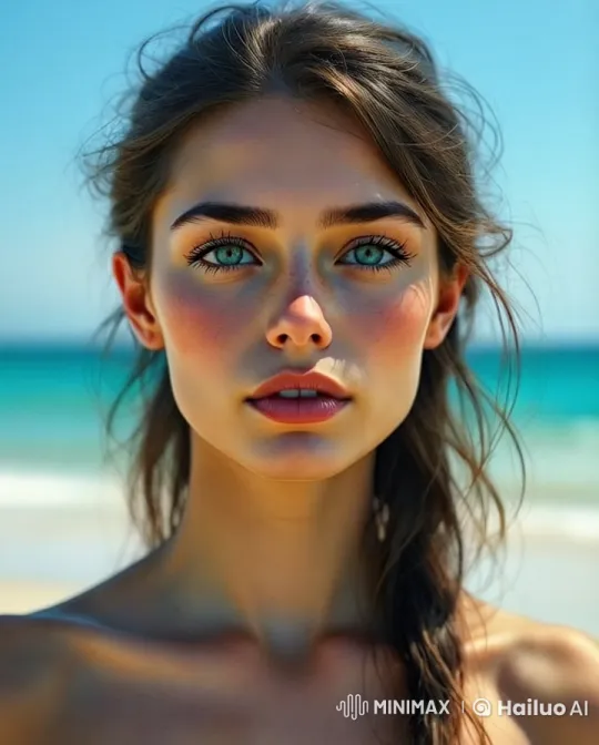 360-Degree Portrait of Serene Woman on a Beach – AI Generated Video | Hailuo AI