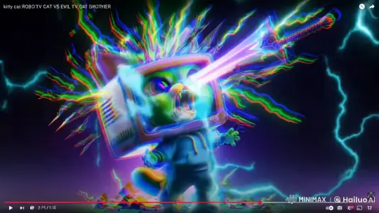 Electric Cat Defeated by Glowing Sword – AI Generated Video | Hailuo AI
