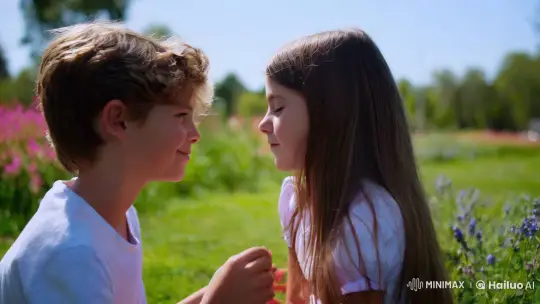 Romantic Moment in a Sunlit Park – AI Generated Video | Hailuo AI