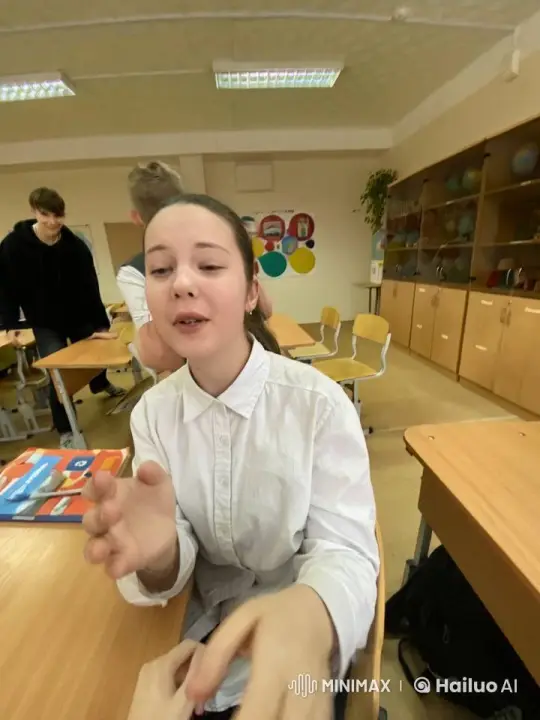 Young Lady Engaged in Animated Classroom Discussion – AI Generated Video | Hailuo AI