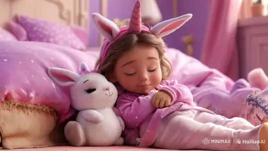 Peaceful Slumber: Cozy Lilac Room with Sleeping Child – AI Generated Video | Hailuo AI