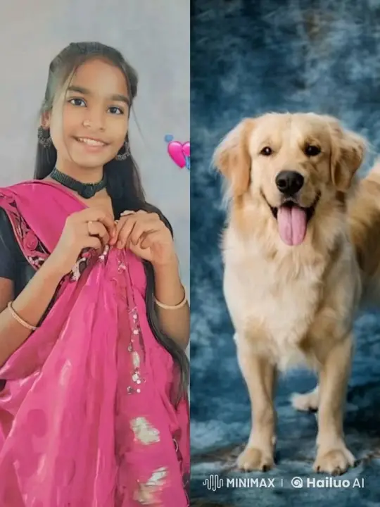 Girl Kisses Happy Golden Retriever – AI Generated Video | Hailuo AI