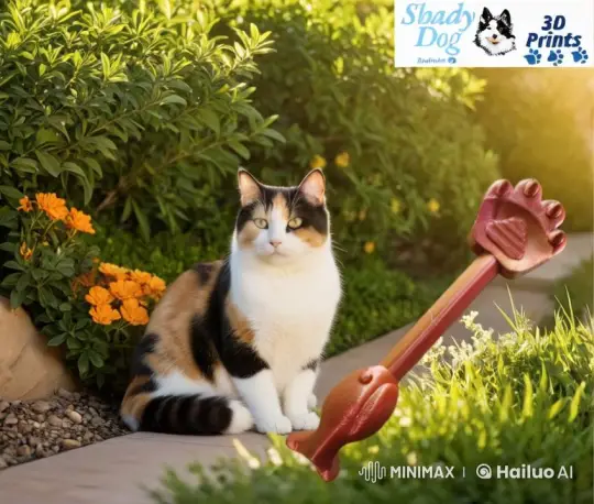 Calico Cat and Toy in Serene Garden Setting – AI Generated Video | Hailuo AI
