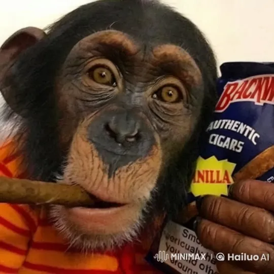 Chimpanzee Curiously Engages with Cigars – AI Generated Video | Hailuo AI