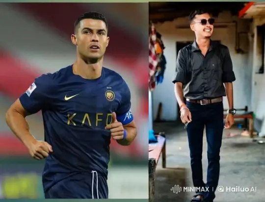 Football Player and Friend Embrace in Joyful Reunion – AI Generated Video | Hailuo AI