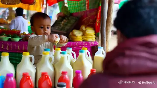 Innocent Child Vendor in 'Bacchon ki Duniya' Market Scene – AI Generated Video | Hailuo AI