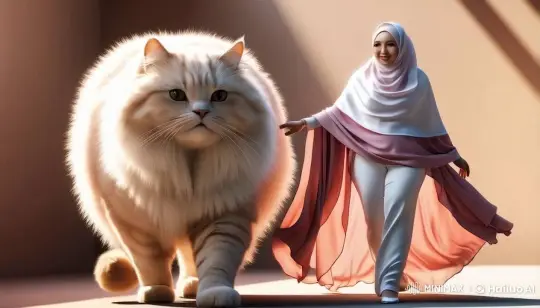 Woman and Cat Stroll in Serene Harmony – AI Generated Video | Hailuo AI