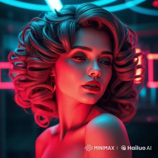 Neon-Lit Live2D Character with Glamorous Makeup and Soft Animations – AI Generated Video | Hailuo AI