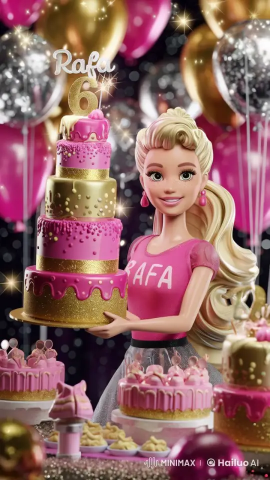 Happy Woman Greets with Sparkling Cake in Live2D – AI Generated Video | Hailuo AI