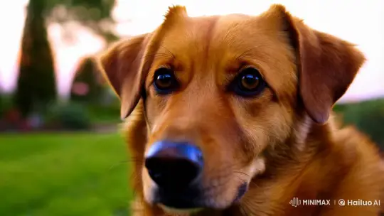 Golden-Haired Dog in Serene Afternoon Setting – AI Generated Video | Hailuo AI