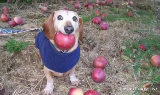 Dog Fends Off Levitating Apples, Man Intervenes with Truck – AI Generated Video | Hailuo AI