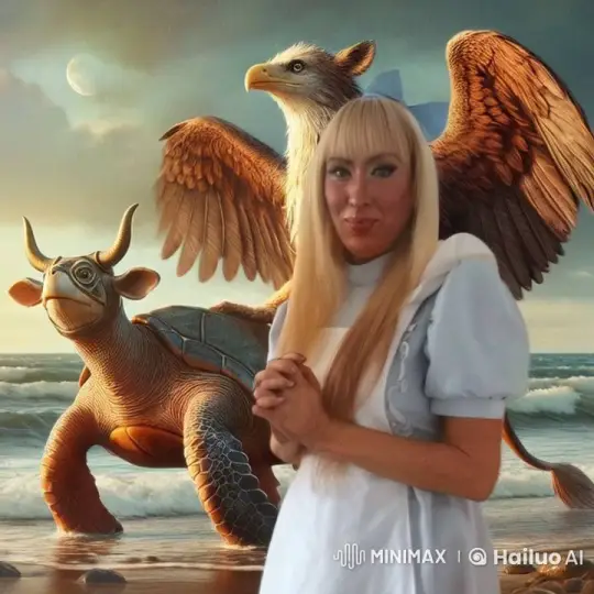 Woman and Mythical Creature by Tranquil Seaside – AI Generated Video | Hailuo AI