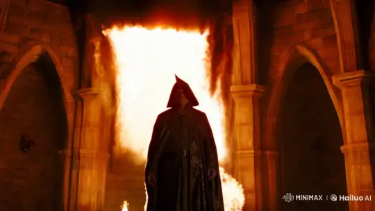 Wizard Centered in Slow-Motion Explosion – AI Generated Video | Hailuo AI