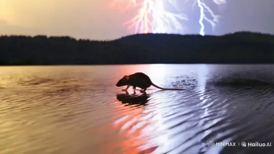 Surreal Mouse Glides on Water, Captured in Aesthetic Film – AI Generated Video | Hailuo AI