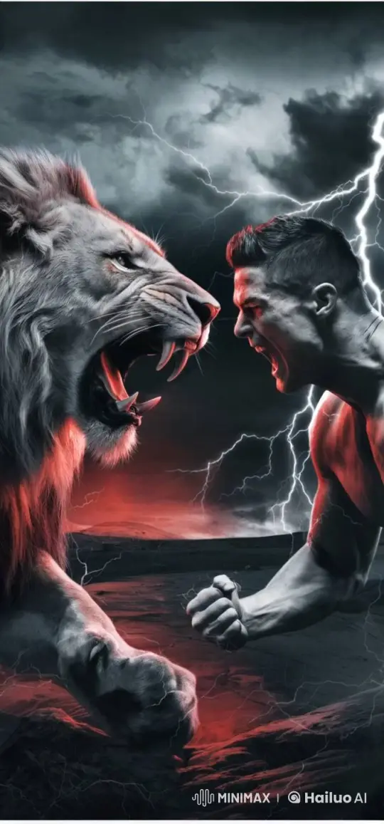 Man vs. Lion: Epic Standoff and Fierce Battle – AI Generated Video | Hailuo AI