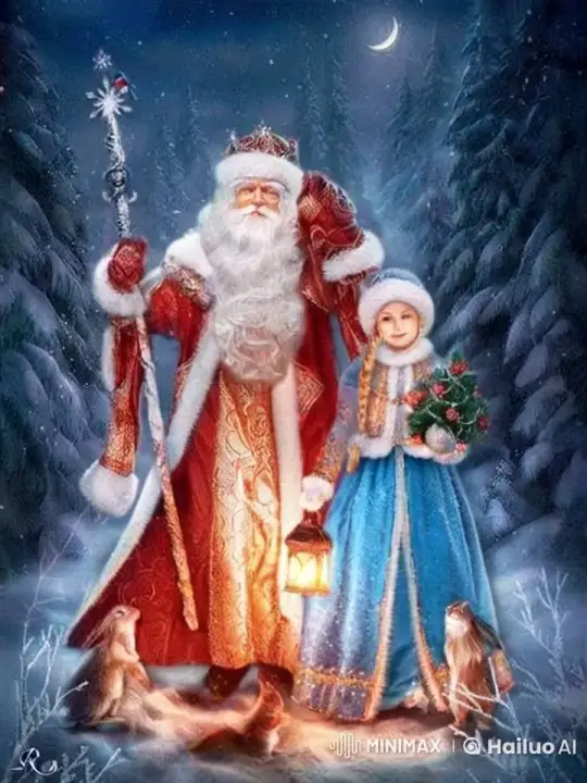 Grandfather Frost and the Snow Maiden's Winter Dance – AI Generated Video | Hailuo AI