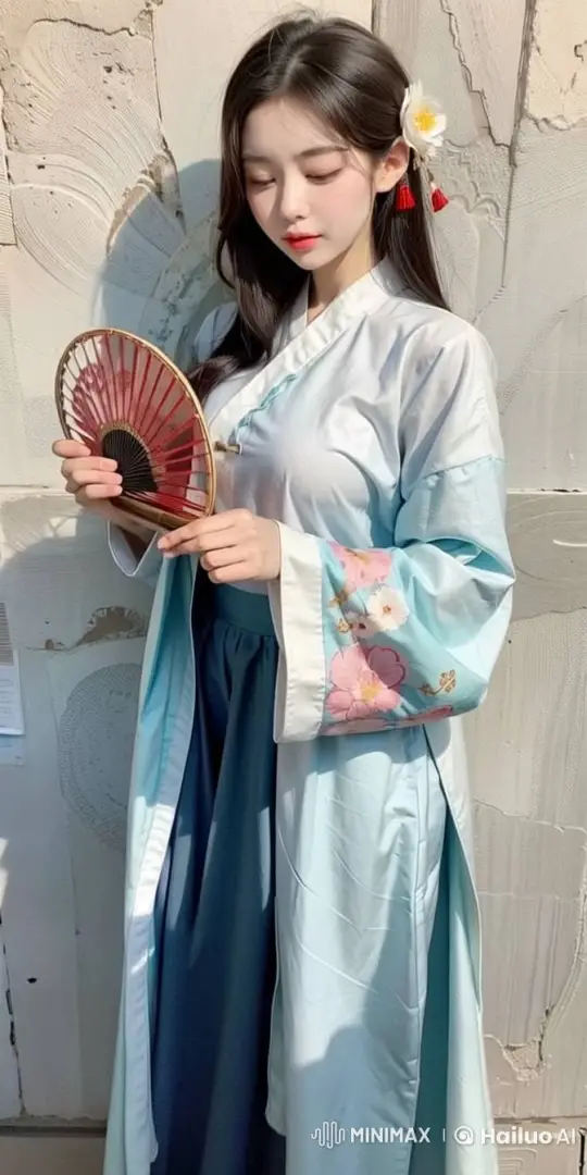 Traditional Girl with Fan in Serene Live2D Animation – AI Generated Video | Hailuo AI
