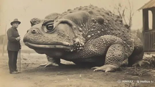 Vintage Aesthetic: Giant Toad Swallows Man Whole – AI Generated Video | Hailuo AI