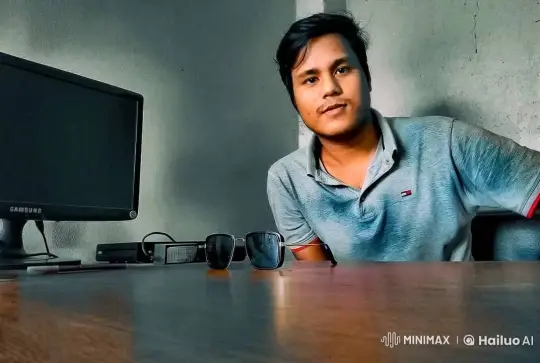 Contemplative Young Man in Minimalistic Office – AI Generated Video | Hailuo AI
