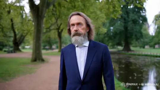 Elegant Man in Serene Park Setting Captured by Aesthetic Film Clip – AI Generated Video | Hailuo AI