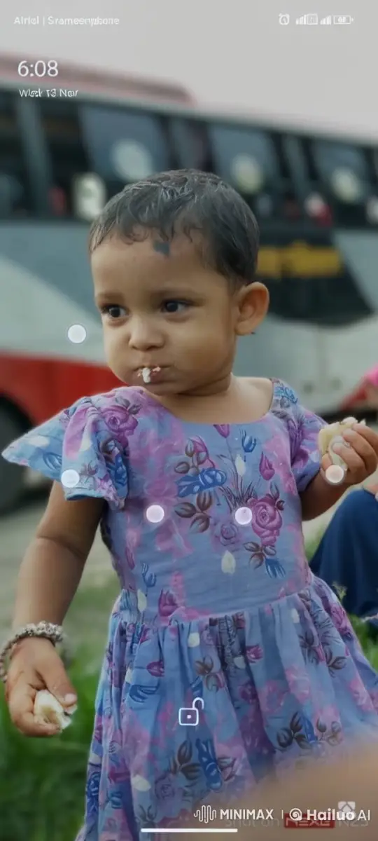 Innocent Child Observing Surroundings with Food – AI Generated Video | Hailuo AI