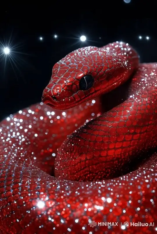 Glimmering Red Snake in Sparkling Live2D Animation – AI Generated Video | Hailuo AI
