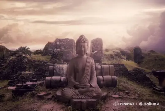 Buddha Statue Video: Embracing Inner Peace Amidst Time's Flow – AI Generated Video | Hailuo AI