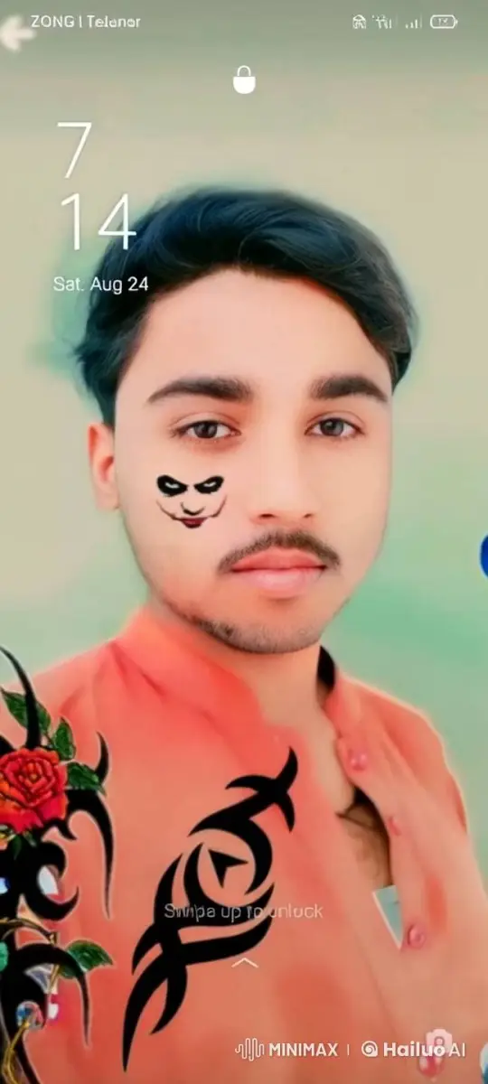 Young Person Poses with Floral Shirt and Facial Design – AI Generated Video | Hailuo AI