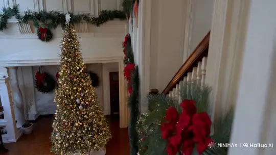 Elegant Holiday Decor: A Serene Grand Home Display – AI Generated Video | Hailuo AI