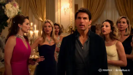 Tom Cruise Unmasks as Woman at Elegant Party Scene – AI Generated Video | Hailuo AI