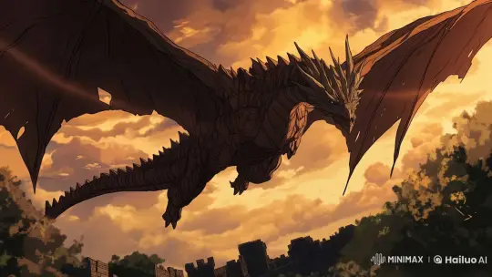 Majestic Dragon Soars Over Castle at Dusk – AI Generated Video | Hailuo AI