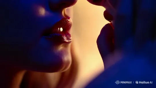 Intimate Close-Up: Anticipatory Kiss in Soft Light – AI Generated Video | Hailuo AI